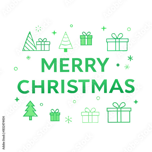 Merry Christmas text. Xmas calligraphic inscription. Christmas handwritten lettering. Xmas text isolated on white for postcard, poster, banner design element. vector style