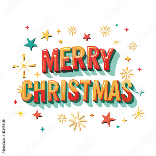 Merry Christmas text. Xmas calligraphic inscription. Christmas handwritten lettering. Xmas text isolated on white for postcard, poster, banner design element. vector style