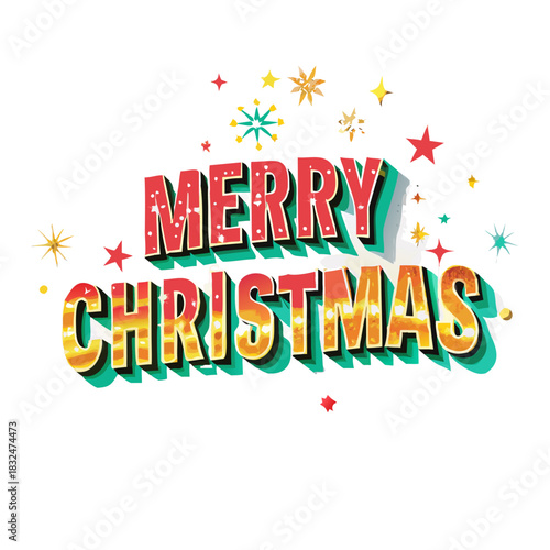 Merry Christmas text. Xmas calligraphic inscription. Christmas handwritten lettering. Xmas text isolated on white for postcard, poster, banner design element. vector style