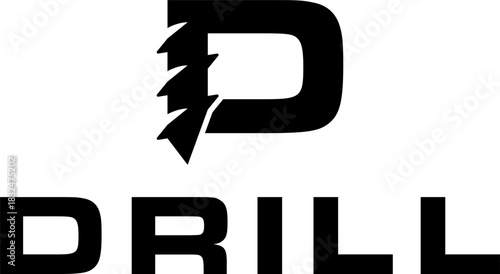 simple black drill tool silhouette vector icon logo design