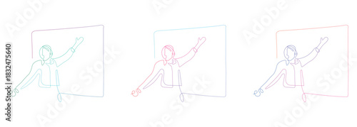 Abstract Line Art Illustration of a Business Presentation with Vibrant Gradient Colors a Modern and Minimalist Design for Business and Technology Concepts