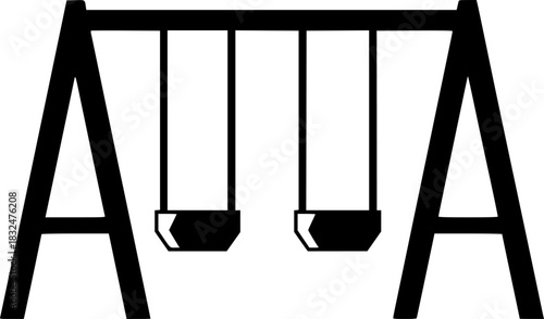Simple Swing Set Icon Playground Equipment Illustration
