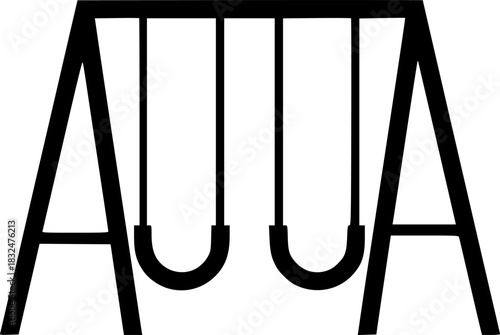 Simple Swing Set Icon Playground Equipment Illustration
