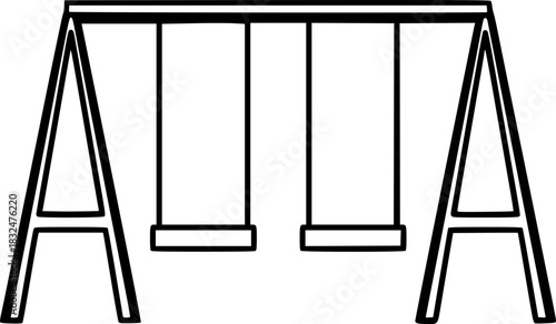 Simple Swing Set Icon Playground Equipment Illustration
