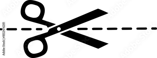 Simple Scissors Cutting Dashed Line Icon Perfect for Editing, Design, and Craft Projects
