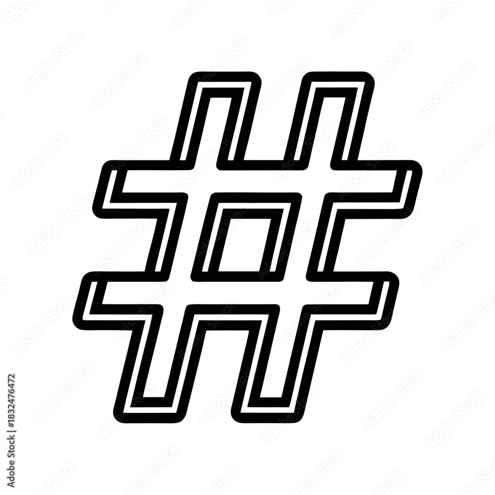 Fototapeta premium Hashtag Line Art Vector Illustration