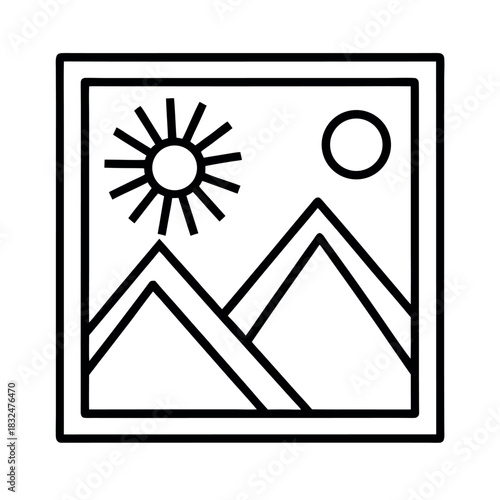 Landscape Photo Preview Line Art Vector Illustration