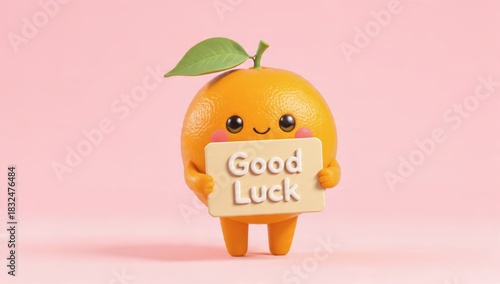 Sweet Mandarin Cartoon Figure 3D Render