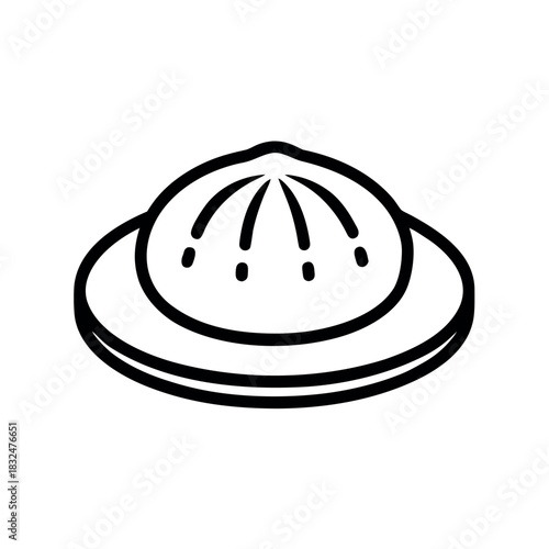 Steamed Bun on Plate Vector Illustration