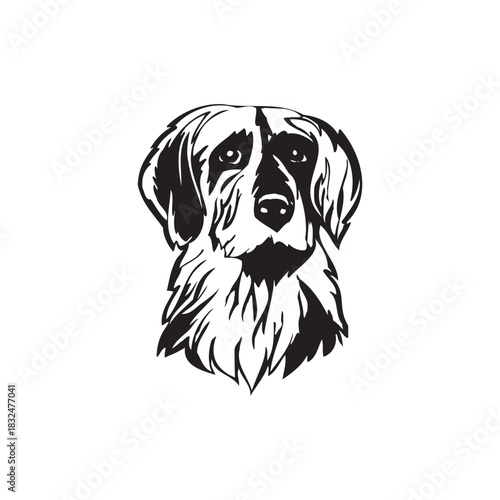vector Monochrome Pointing Dog Illustration