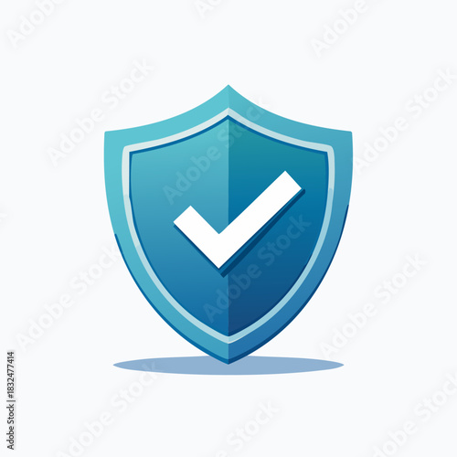 Blue shield with checkmark for security and protection.