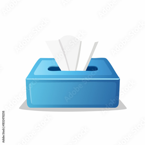 Blue tissue box with paper napkins isolated on a white background.