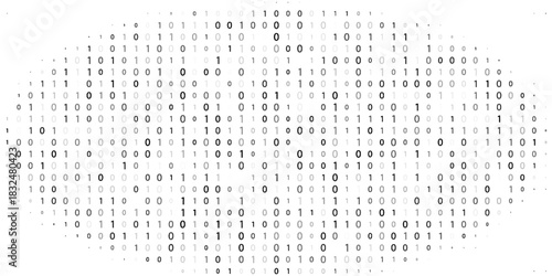 Binary flow. Digital data stream by grey ones and zeros. Minimal vector graphic pattern
