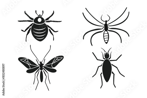 Minimalist Insect Logo Set: Bugs, Nature, and Pest Control