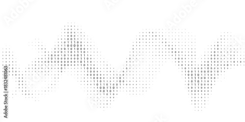 Binary data flow. Digital wave by streaming ones and zeros. Vector graphics