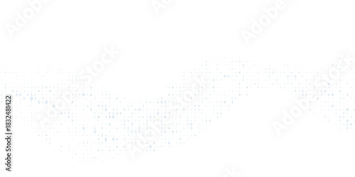 Digital data flow by blue binary code wave. Vector graphics