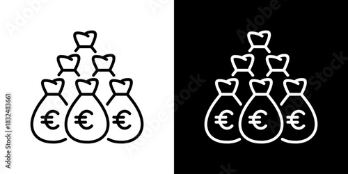 Money Bag Icon With Euro Symbol. Fresh Line Design Built For Creative Flexibility In Light And Dark Versions.