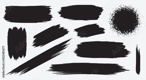 Bold Black Paint Stroke Set