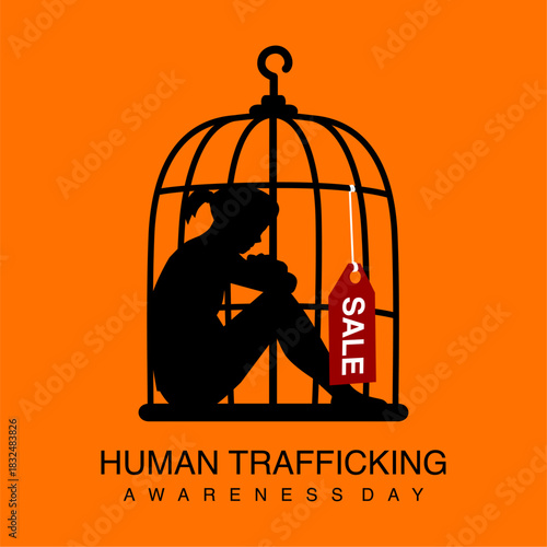 vector human trafficking awareness day poster template