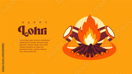 vector happy lohri poster template
