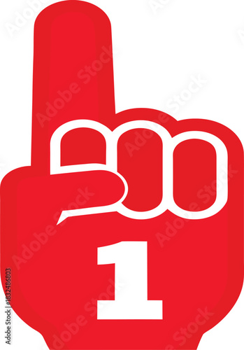 Red foam finger number one symbol for sports and celebration
