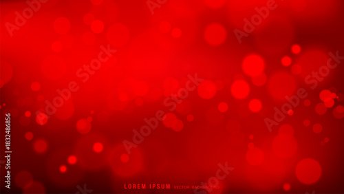 Abstract red bokeh background with glowing defocused lights and glittering particles