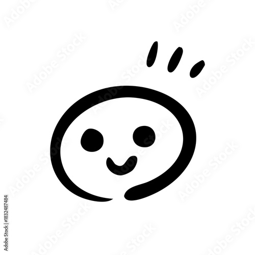 手書きの笑顔の顔文字・表情アイコン 漫符