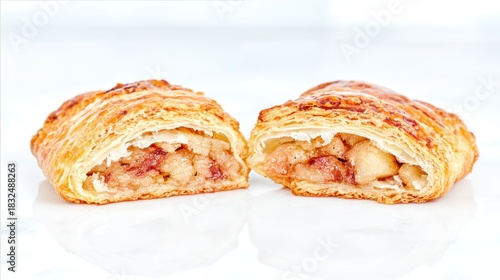 Fl flaky pastry filled with sweet apple filling, golden-brown and inviting, perfect for a delightful dessert or snack.