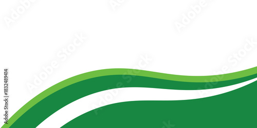 Abstract White and Green wave wide background banner,eps.10