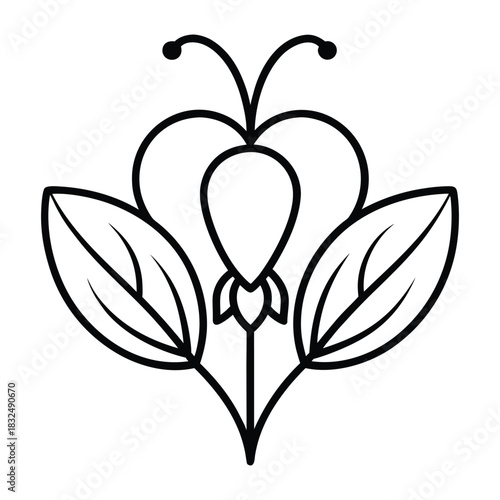 Bleeding heart flower outline floral drawing vector for decor projects