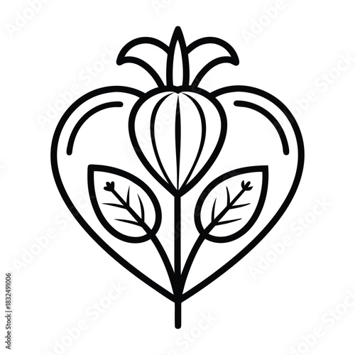 Bleeding heart flower line art botanical illustration vector design