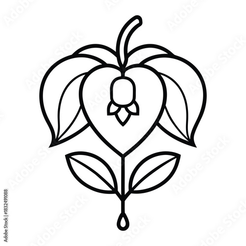 Bleeding heart flower outline floral vector for stationery and cards