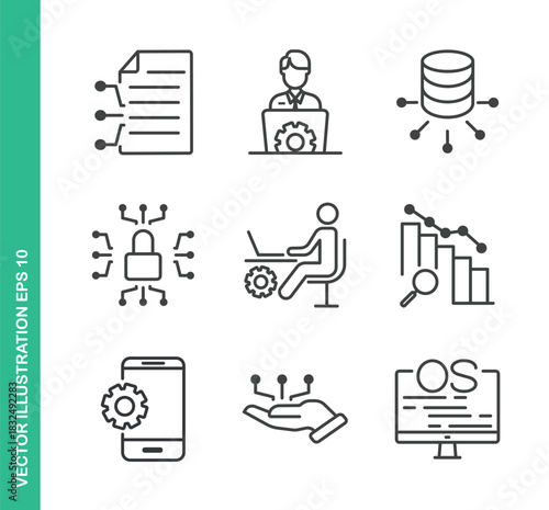 Technology Icons. Thin Line Symbol Elements Collection.