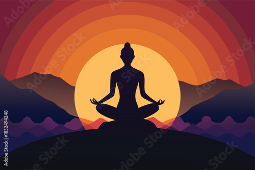 Achieve inner peace with mindful meditation at sunset in the mountains, a journey to serenity and balance, perfect for wellness and mindful living imagery