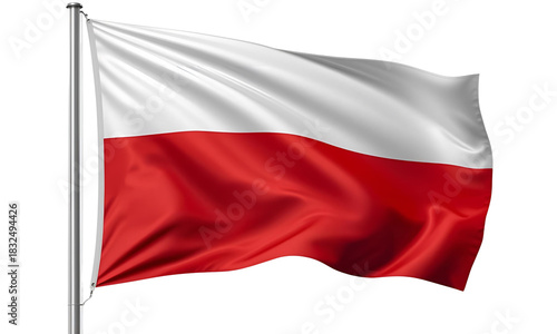 Poland Flag Waving in the Wind