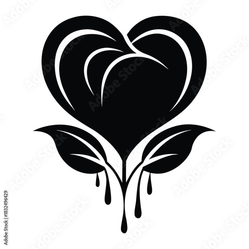 Bleeding heart flower silhouette hand drawn botanical vector design