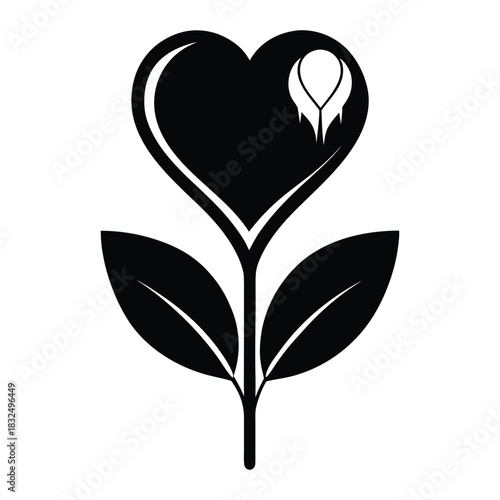 Bleeding heart flower elegant silhouette vector illustration for floral branding