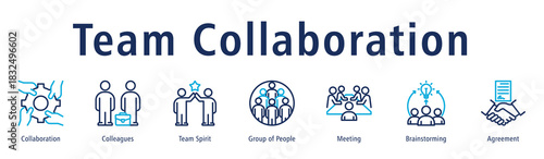 Team Collaboration Web Banner Duotone Outline
