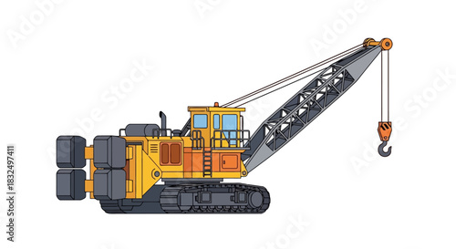 Heavy duty track-mounted crane for construction and industrial lifting tasks