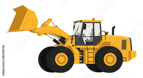 Heavy machinery vector illustration A yellow front-end loader on white
