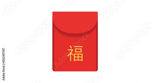 Vibrant red Chinese lucky money envelope with fortune character icon