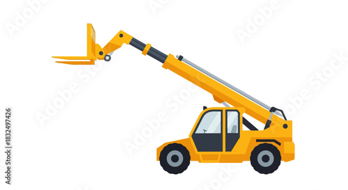 Yellow Telescopic Handler Illustration for Logistics and Construction