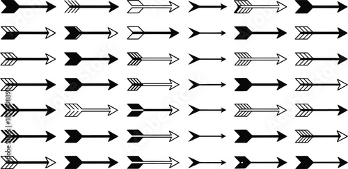 Collection of different arrow designs in a seamless repeatable pattern