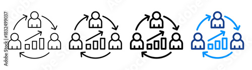 Collaborative Growth Icon Different Style Outline Collection Set