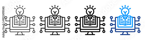 Digital Knowledge Icon Different Style Outline Collection Set