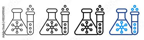 Chemistry Icon Different Style Outline Collection Set