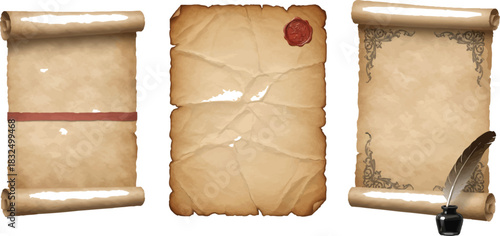 old paper scroll with burned edges vintage parchment texture