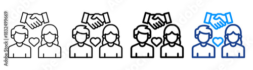 Human Relationships Icon Different Style Outline Collection Set