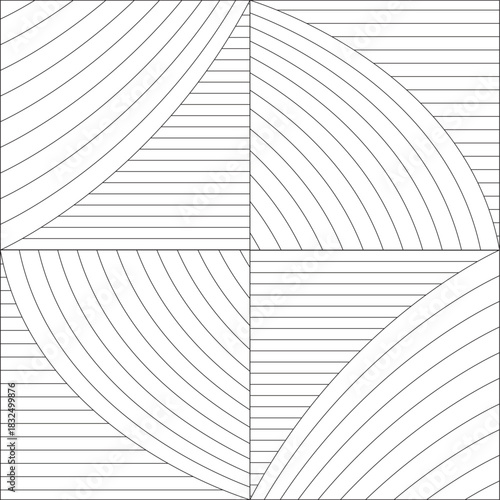 Abstract geometric pattern with circular waves and futuristic blue-gray lines