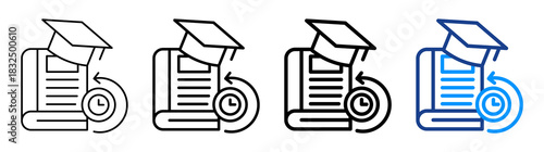 Course Duration Icon Different Style Outline Collection Set